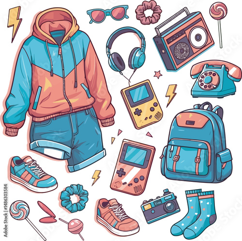 Art Collection 80s-90s Vector white color background