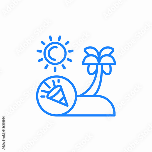 palm tree sun and cocktail on beach icon sign vector