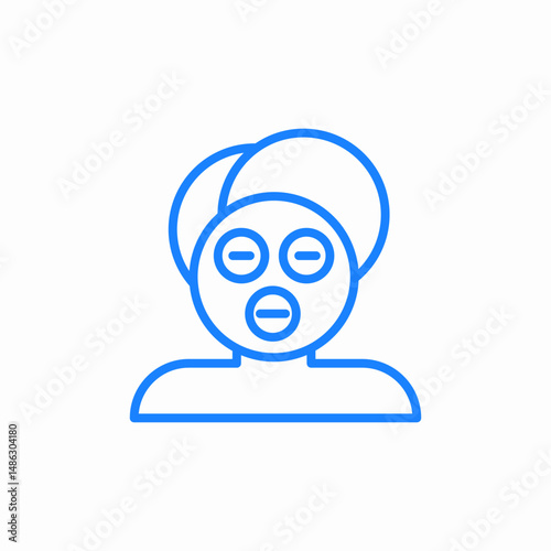 person face with cosmetic mask and towel on head icon sign vector