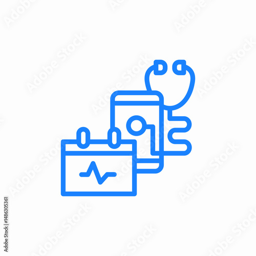 smartphone stethoscope and calendar with ekg icon sign vector