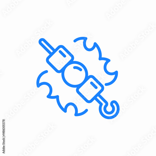 skewered kebab hot spicy bbq grill or charcoal grilled meat icon sign vector