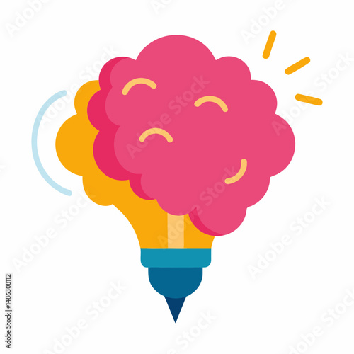 Lightbulb brain combination represents innovative thinking and creative ideas generation