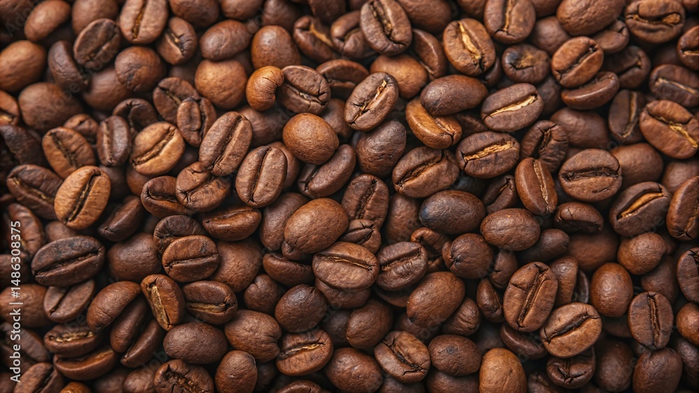 Close up texture of roasted brown coffee beans background Close up texture of roasted brown coffee beans background