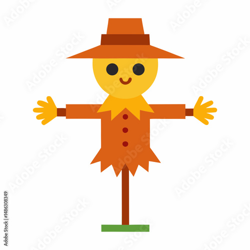 Simple flat design scarecrow icon vector illustration for autumn and halloween
