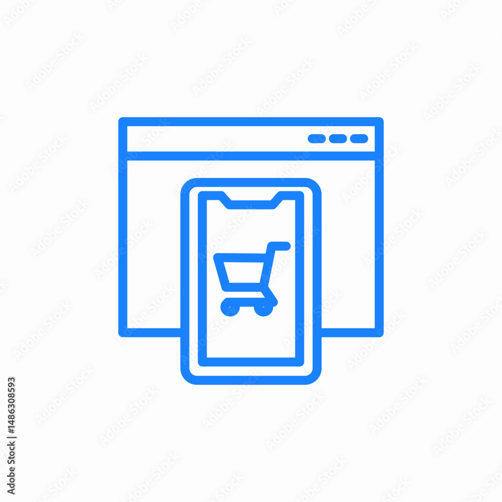website with smartphone shopping cart online shopping ecommerce mobile commerce icon sign vector website with smartphone shopping cart online shopping ecommerce mobile commerce icon sign vector