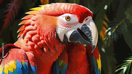 Scarlet Macaw Portrait-Close-Up of a Vibrant Tropical Bird-Exotic Wildlife Photography-Colorful Parrot with Red, Yellow, and Blue Feathers-Captivating Bird Photography-Macaw