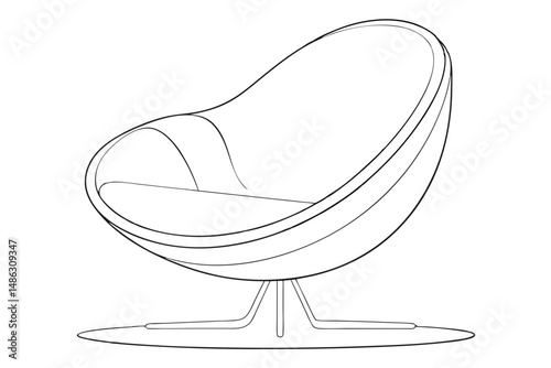 White hull chair line vector drawing