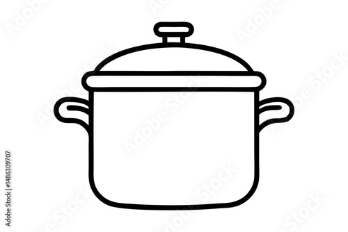 Kitchen pressure cooker line vector artwork