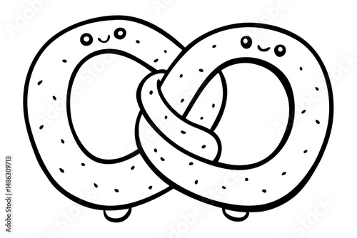 Hand drawn pretzel icon on white background