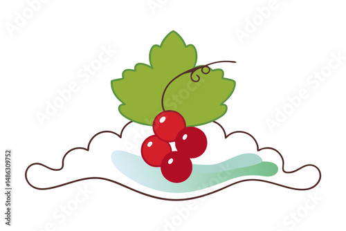 Redcurrant berry vector line drawing