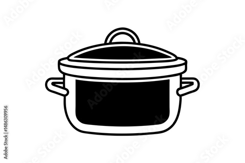 Slow cooker kitchen appliance line drawing