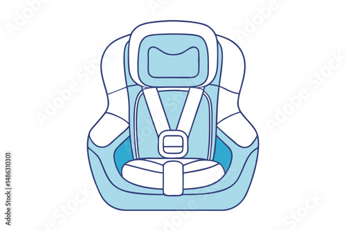 Child car seat vector line drawing
