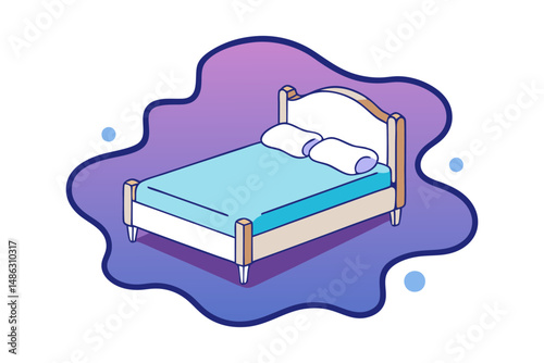 Double bed cartoon vector illustration