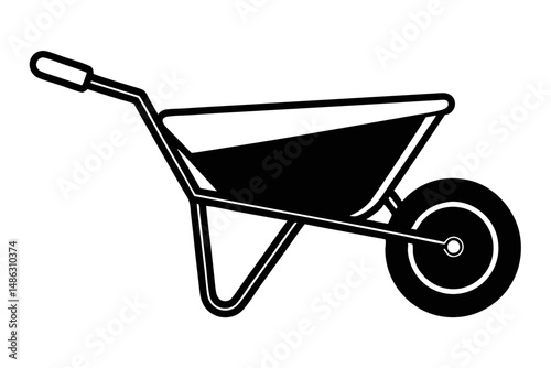 Wheelbarrow drawing in black and white