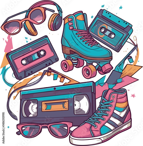 Art Collection 80s-90s Vector white color background