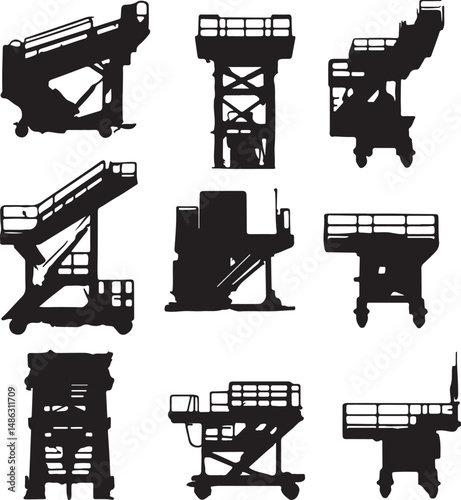 Airport Ground Support Equipment Silhouettes: GSE Vector Graphics