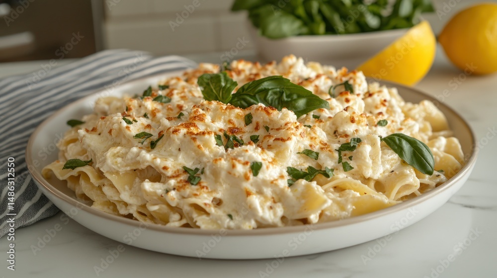 Creamy pasta dish with ricotta and herbs Creamy pasta dish with ricotta and herbs