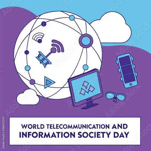 World Telecommunication and Information Society Day minimalist Vector Illustration