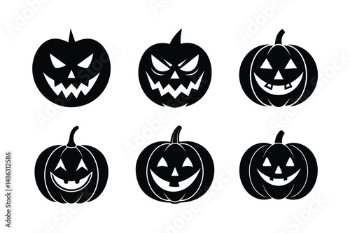 Creepy Pumpkin Face Silhouette Vector