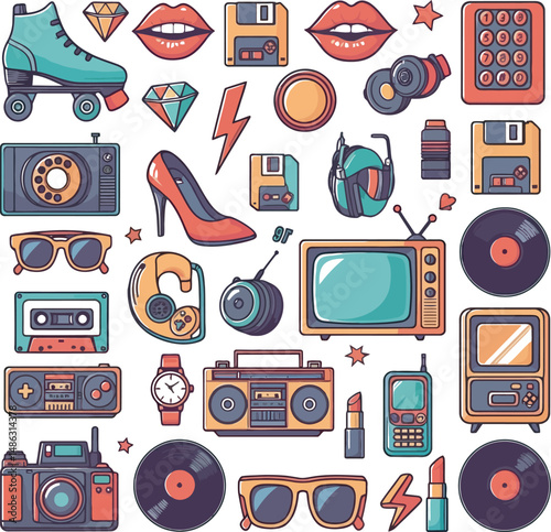 Art Collection 80s-90s Vector white color background