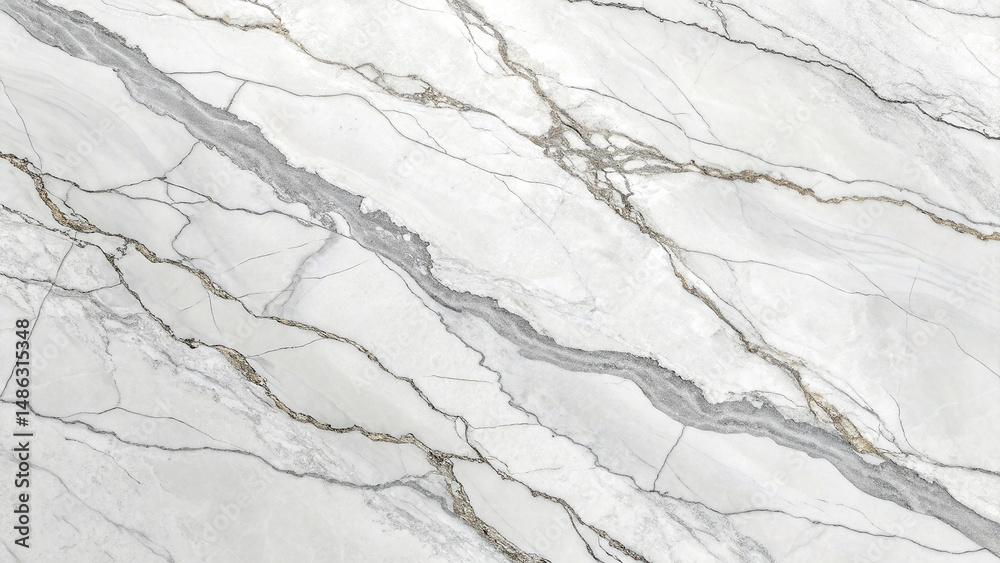 Obraz premium Luxurious white marble texture with gray and gold veins for elegant backgrounds