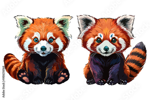 Red panda (Ailurus fulgens) lesser panda, Cute Crimson Guardian of the Forest little Red Panda,