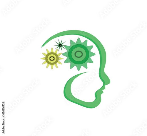 Illustration art of a mind gear with isolated background. Work, brain gears, gear mind, isolated background, illustration art,  thinker, thinking, mind