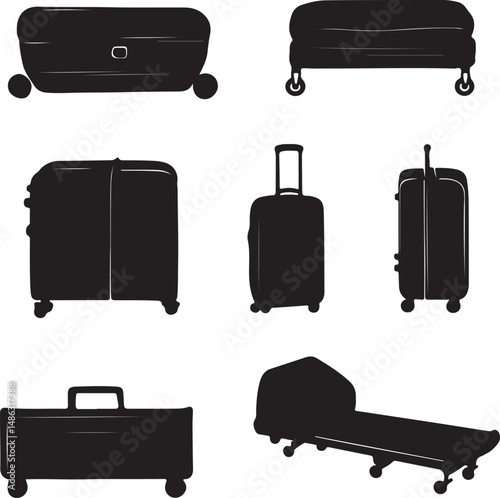 Black Silhouette Luggage Set: Suitcases, Rolling Bags, Travel Essentials