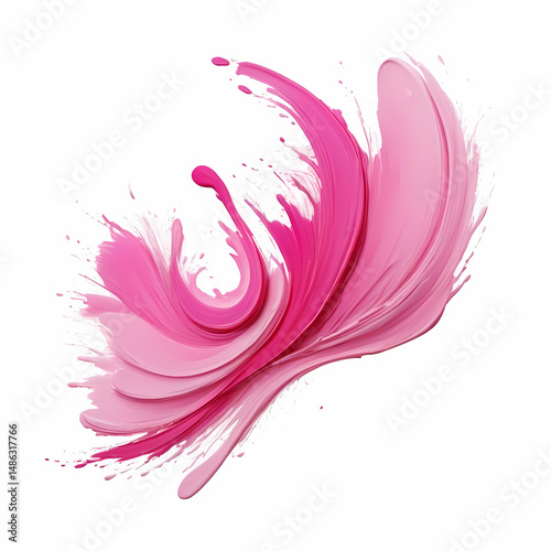 Abstract Pink Brush Stroke on White Background  