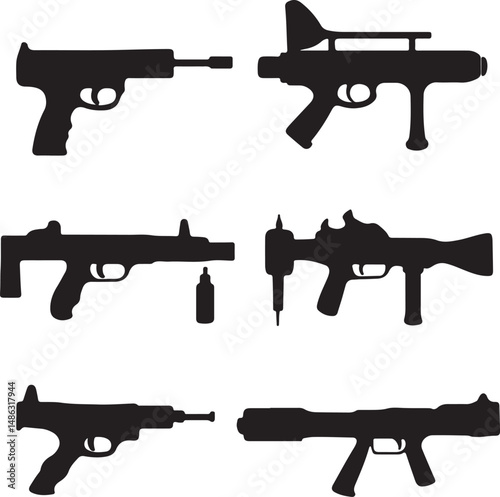 Silhouette Gun Collection: Vector Weapons, Firearms, Black & White