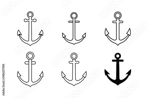Anchor Silhouette Vector Illustration Smooth Curves