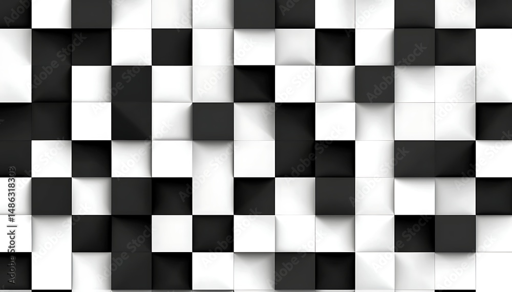Fototapeta premium Abstract black and white square pattern