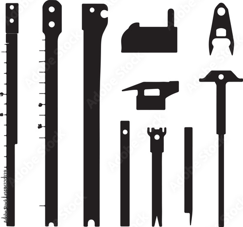 Black Silhouette Tools: Various Shapes for Construction and Repair