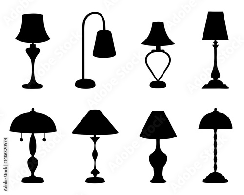 Classic to Modern Table Lamps bundle – Silhouette Vector on transparent background


