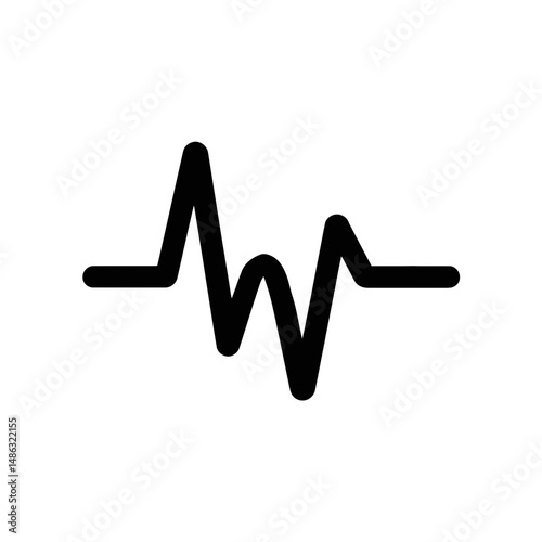 A bold black line traces a jagged path resembling a heartbeat or sound wave