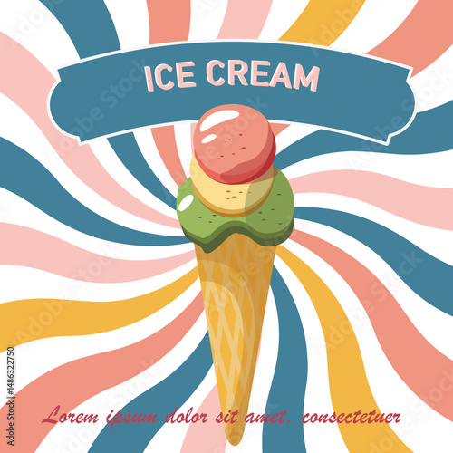 Template for poster, postcard and retro ice cream menu.eps