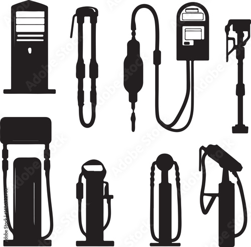 Gas Pump Silhouettes: Vector Illustration of Fueling Station Icons