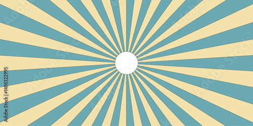 Retro background with rays or stripes in the center. vector pinwheel pattern. Funfair carnival or circus retro background. Sunbeam and star beam light. blue and beige sunbeam radial rays pattern.