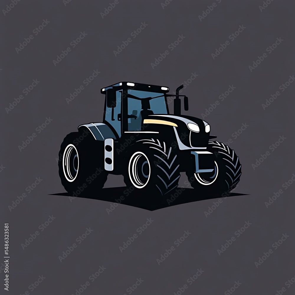 Fototapeta premium tractor on a black background