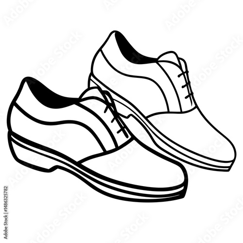 Black Dance Shoes Silhouette Vector on White