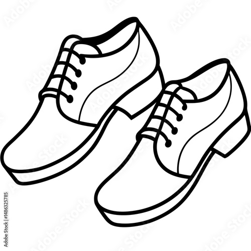 Black Dance Shoes Silhouette Vector on White