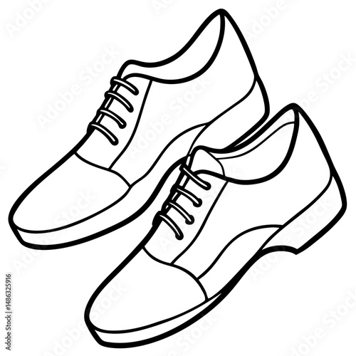 Black Dance Shoes Silhouette Vector on White