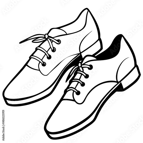 Black Dance Shoes Silhouette Vector on White