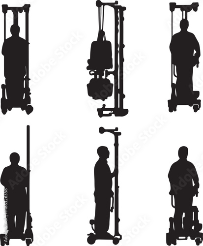 Silhouette Medical Equipment: Patient Lift, IV Stand, Hospital Care