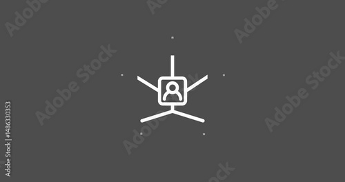 Sleek white-line social network animation on a dark backdrop. Nodes connect, showcasing group synergy. 4K with alpha channel, ideal for dynamic tech transitions.