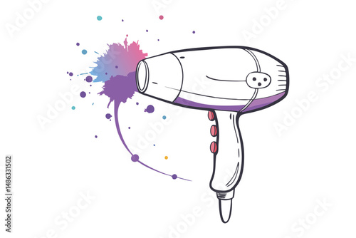 Electric hair dryer sketch vector