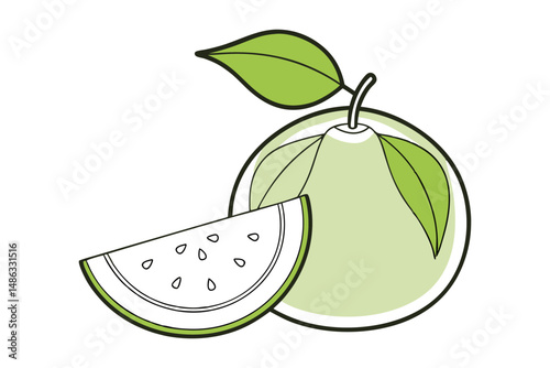Fresh guava fruit slice vector on white