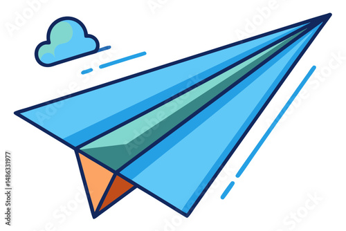 Minimal paper plane sketch on white
