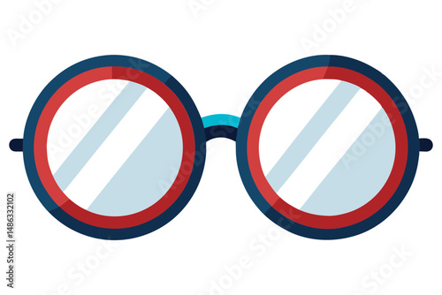 Round frame glasses drawing in line art