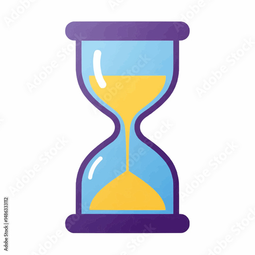 An hourglass illustration with yellow sand falling